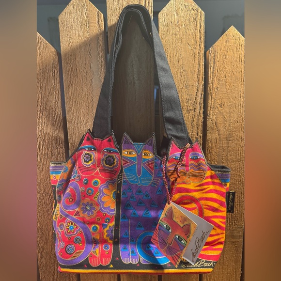NWT Laurel Burch Whimsical and Colorful Cats Handbag - Picture 1 of 13